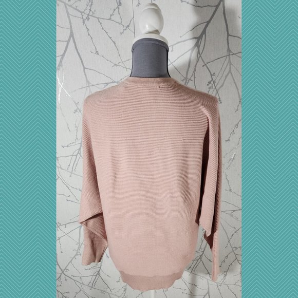 T Tahari Pastel Pink Ribbed Knit Button Front Boxy Fit Cardigan - Picture 3 of 4